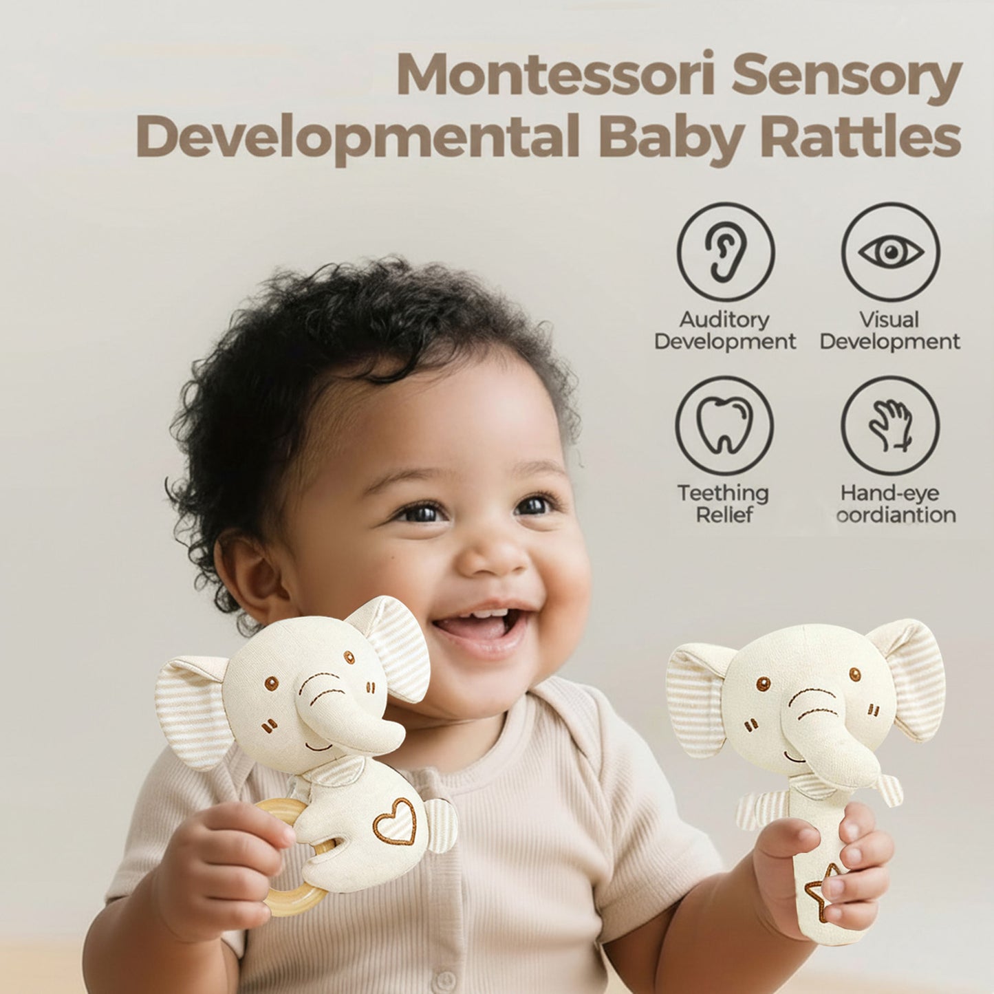 Elephant Newborn Baby Gift Set – Soft Blanket, Comforter & Rattles & Baby Essentials | Perfect Baby Shower Gift for Boys & Girls